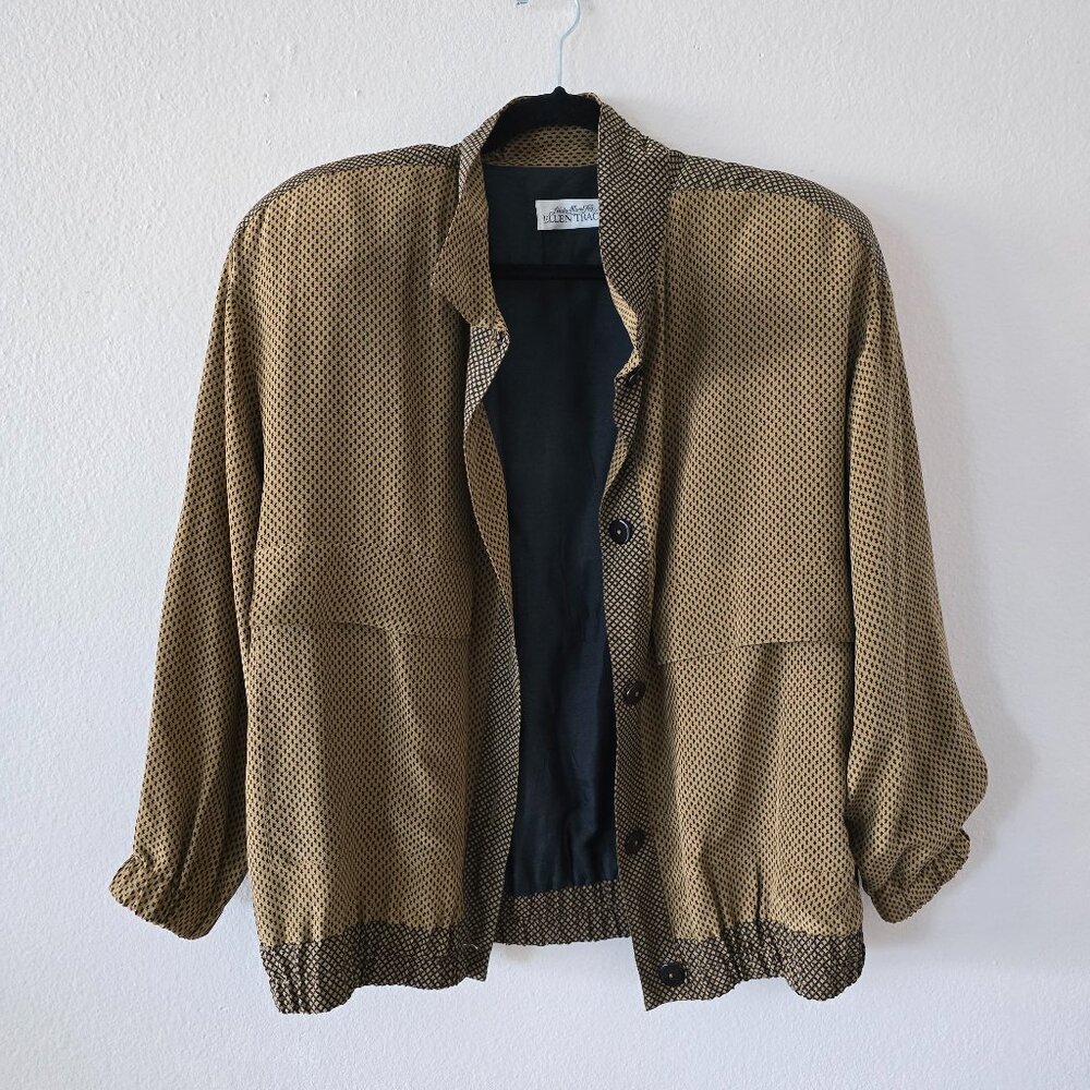 Vintage 1980s Silk Ellen Tracy Linda Allard Shoulder Pads Blazer Jacket Women S